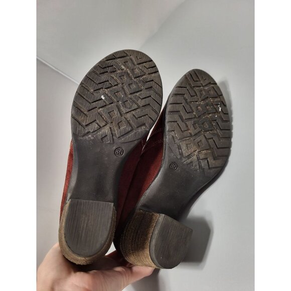 Taos Dillie Wine Suede Exposed Zipper Booties Ankle Boots EU 36 (US size 5-5.5) - Picture 6 of 7